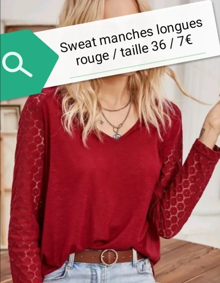 😍Sweat manches longues ajourées t 36