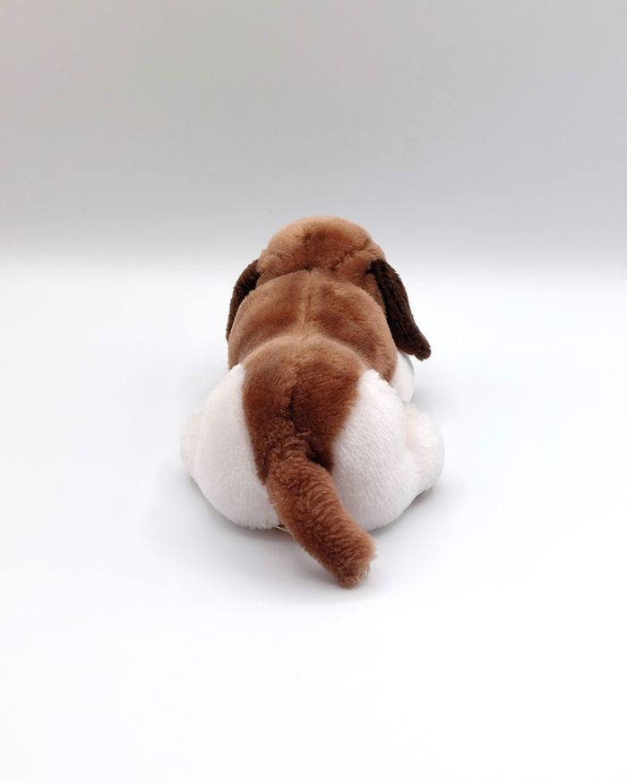 Petite peluche ancien doudou chien marron beige blanc PYRAGRIC Vintage 22 cm - photo numéro 5