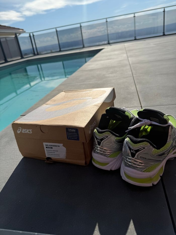 asics kayano 14 jaune/verte - photo numéro 2