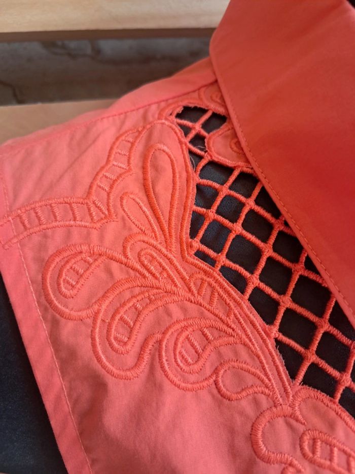 Md'M haut blouse chemise sans manches dentelle orange T.40 neuf - photo numéro 4