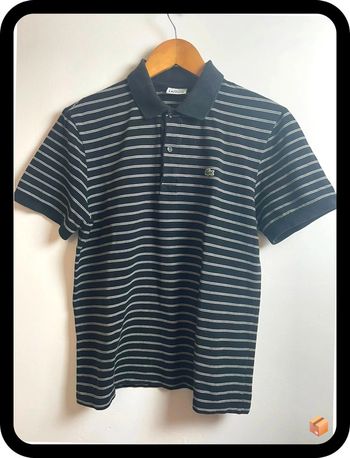 Polo Lacoste homme – Taille 5 – Noir à rayures blanches