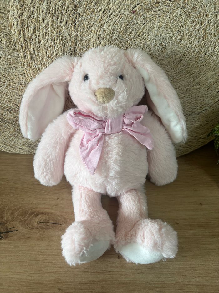 Doudou peluche lapin foulard rose atmosphera - photo numéro 2