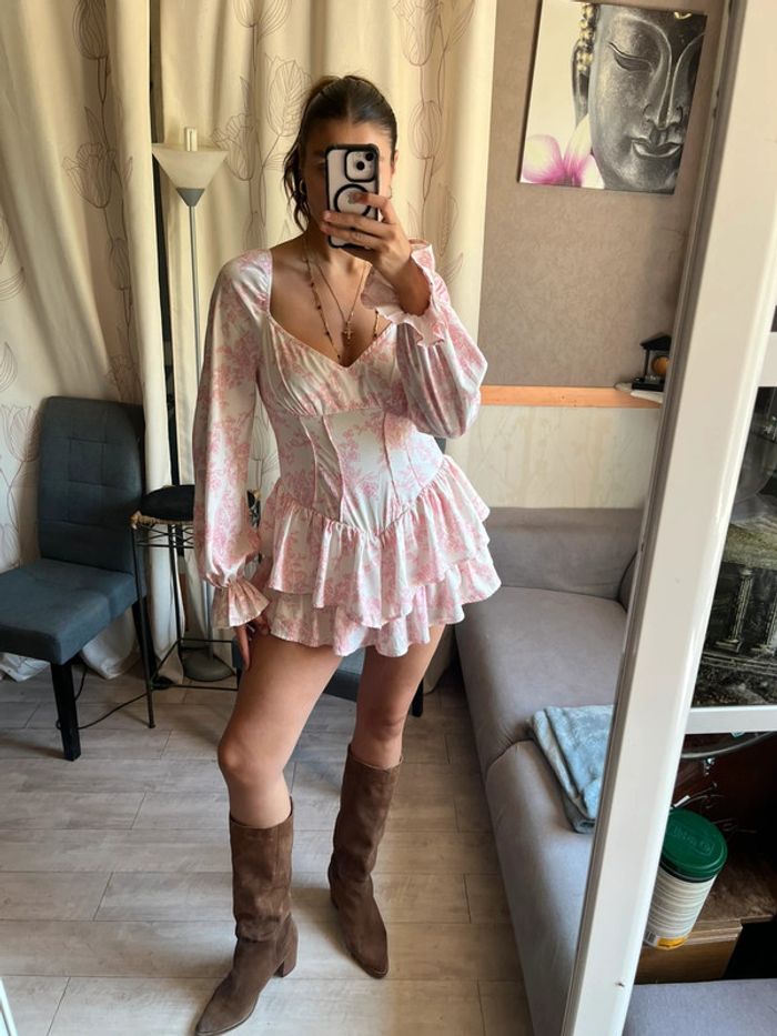 Robe combi-short corset western country bohème champêtre - photo numéro 2