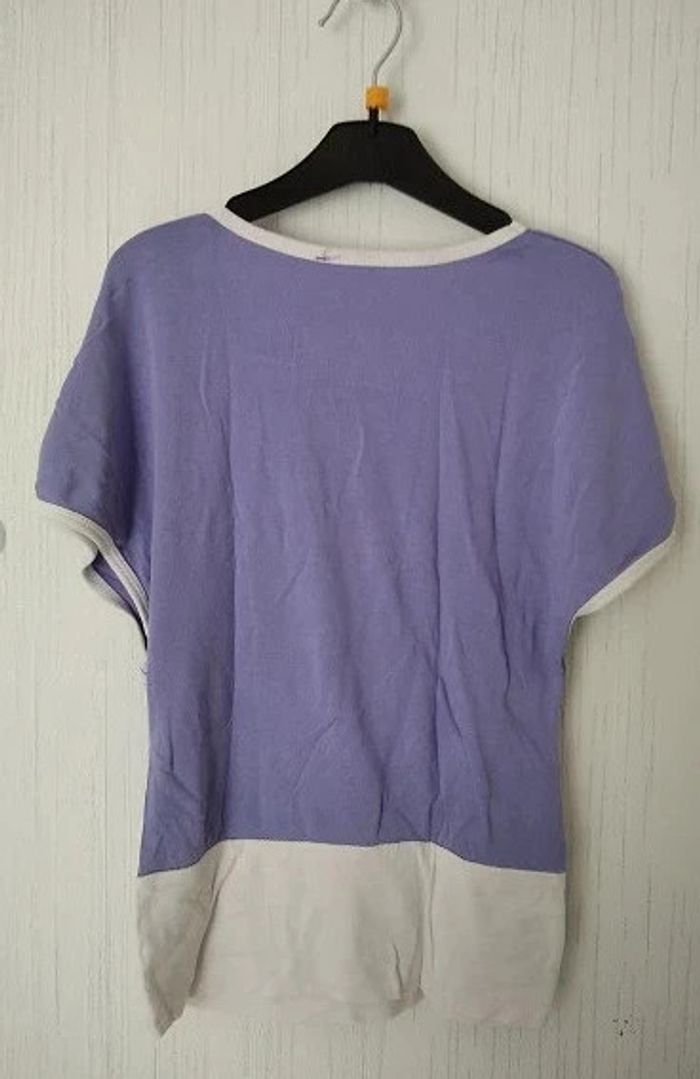 t-shirt long mauve et blanc 8 ans - photo numéro 2