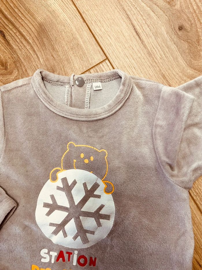 Taille 9 mois pyjama de Noël velours garçon beige * flocon * 💙 - photo numéro 3