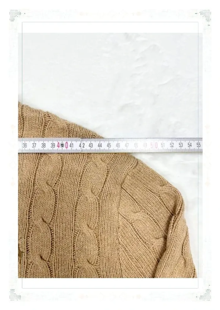 Ralph Lauren pull torsadé col ras de cou beige homme taille L coton - photo numéro 13
