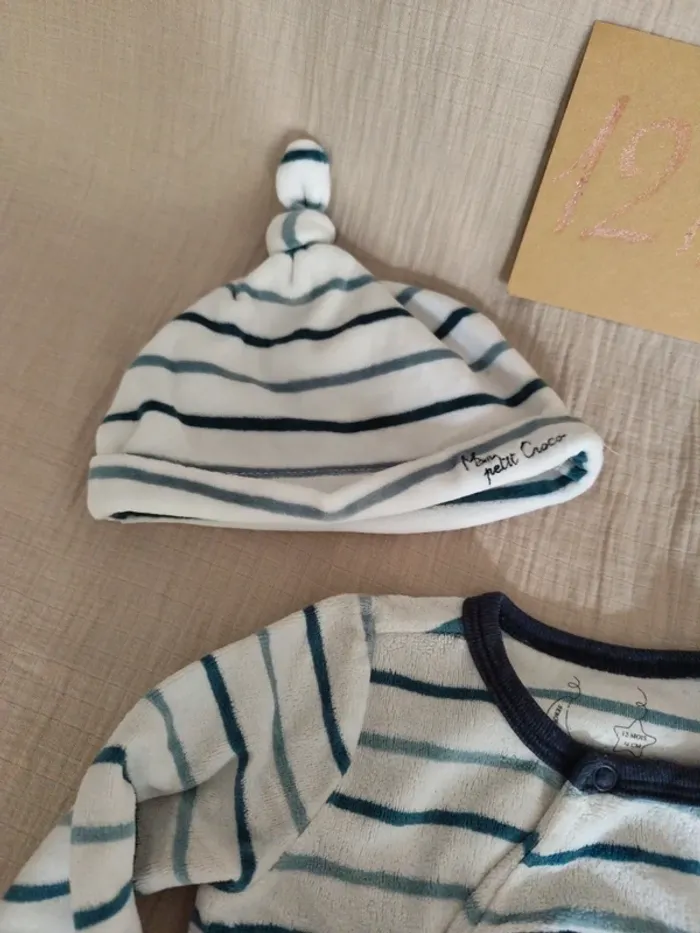 Pyjama & bonnet 12 mois/74cm - photo numéro 3