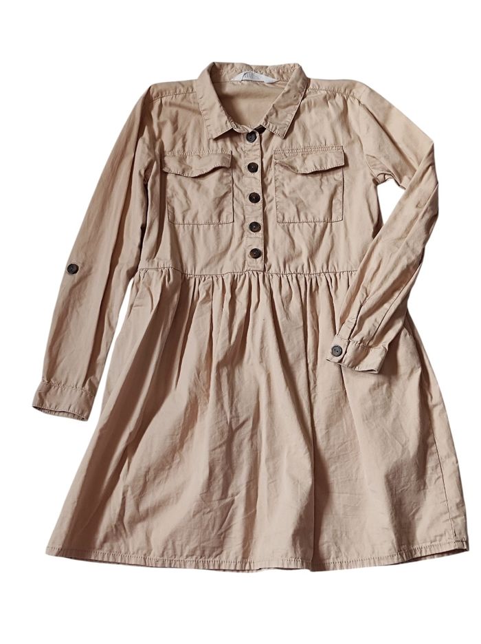 Robe chemise beige en coton 8-9ans - photo numéro 1