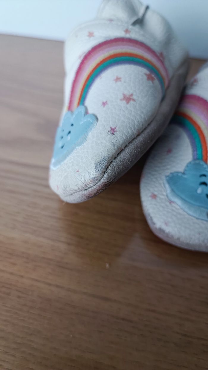 Lot 2 chaussons cuir Rose et Chocolat 6-12mois - photo numéro 3