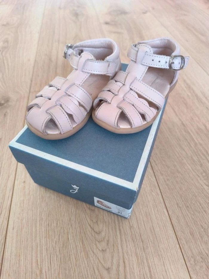 Paire de sandales cuir rose pâle Jacadi - Taille 21