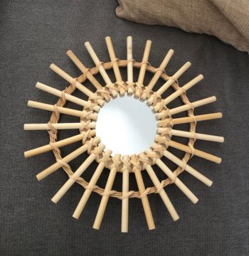 Miroir en rotin de bois