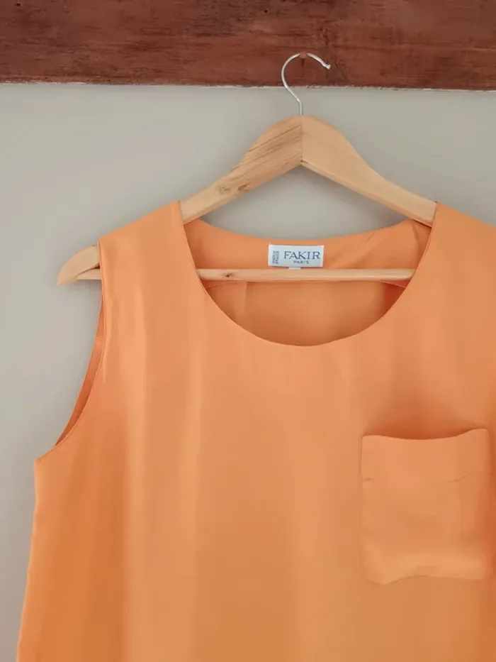 Débardeur orange soie - photo numéro 4