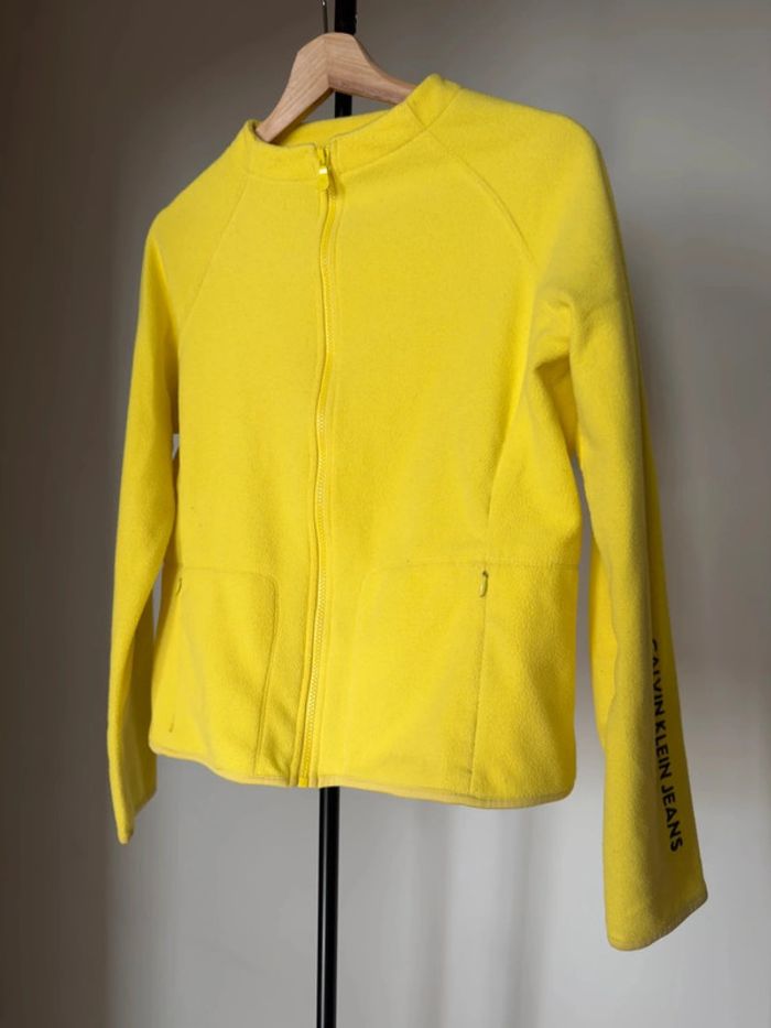 sweat sans capuche polaire zip jaune M Calvin Klein