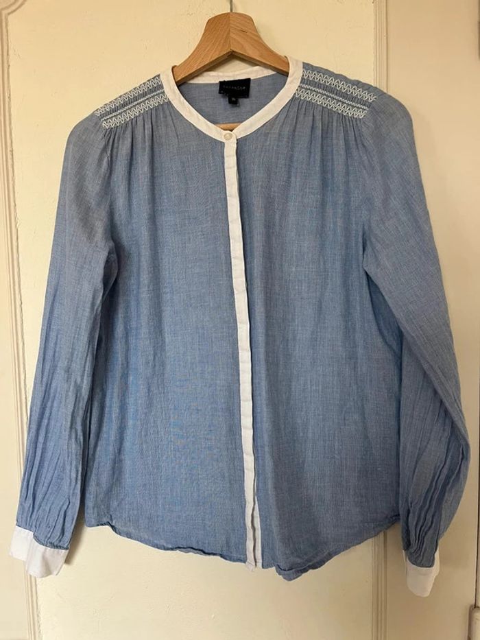 Chemisier chemise Bérénice taille 36 chic bohème bleu et blanc - photo numéro 2