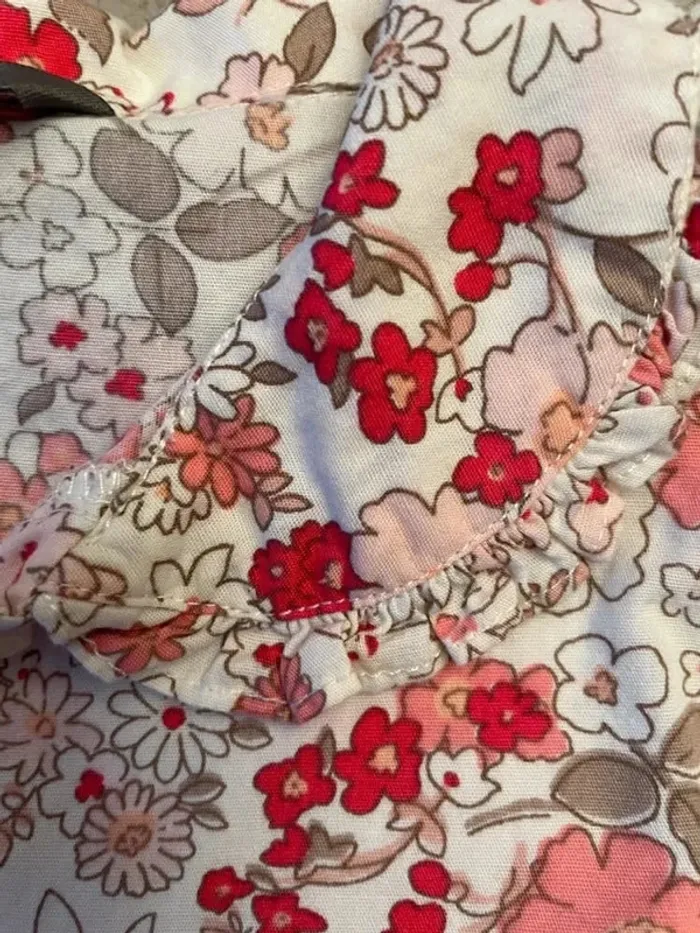 Chemisier fleurs corail rouge beige 4-5 ans - photo numéro 2