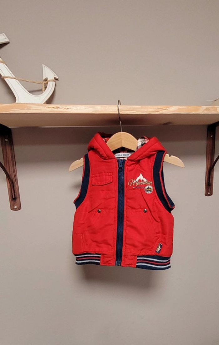 Blouson sans manches bucheron rouge Tom&Kiddy