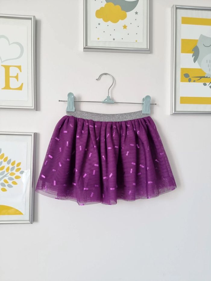 Jupe violette ceinture pailleté argenté 18mois