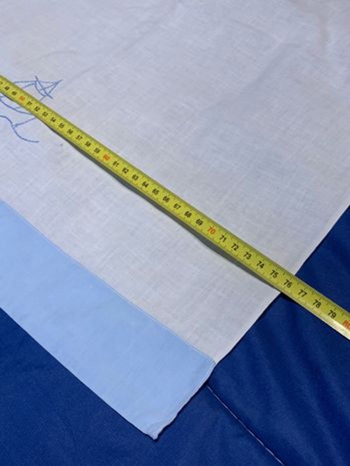 Drap et taie d’oreiller bateaux sur l’eau ancien vintage / enfant bébé / blanc et bleu 120x76cm - photo numéro 7