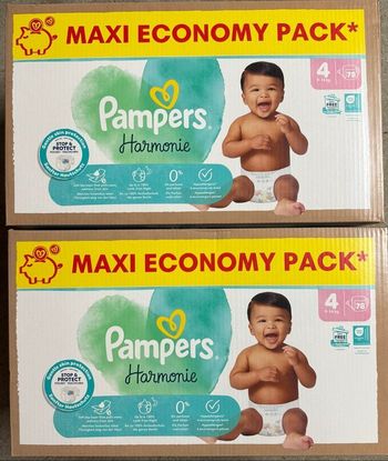 Lot de 2 cartons de couches Pampers Harmonie taille 4 156 couches