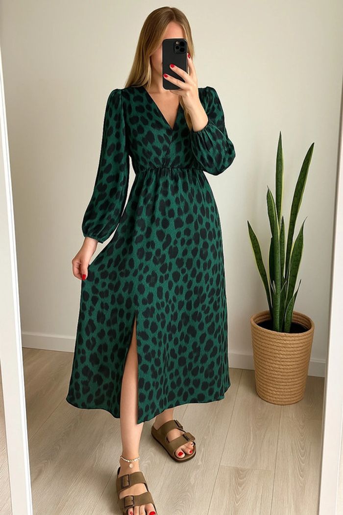 Robe longue imprimé léopard vert et noir Lili&Lala taille S