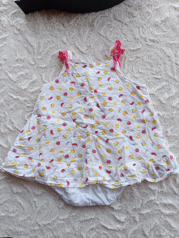 Robe bretelles été + body intégré Fille 3 mois Fruits Smiley Baby 100% coton - photo numéro 10