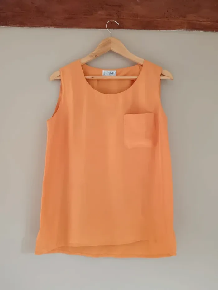 Débardeur orange soie - photo numéro 3
