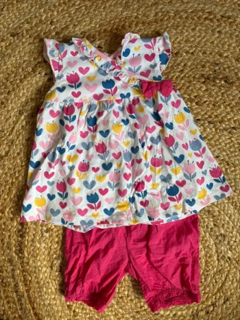 Ensemble 2 pièces tunique et short tbe  12 mois
