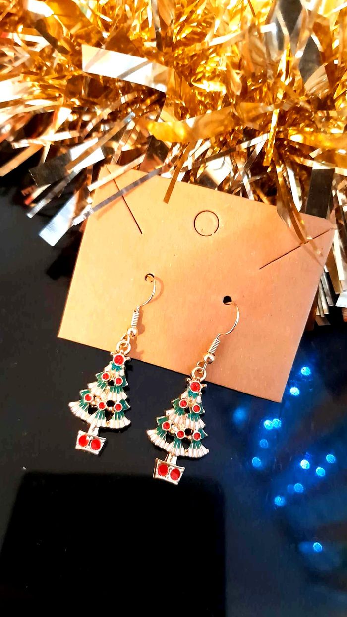 Bijoux Noël | Boucles d’Oreilles Sapins de Noël – Neuf - photo numéro 2