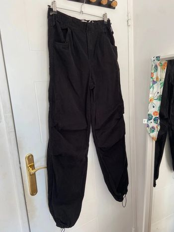 Pantalon en coton parachute noir Bershka Taille S