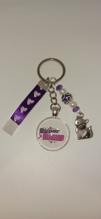 Porte clé message bijoux de sac " Super maman "