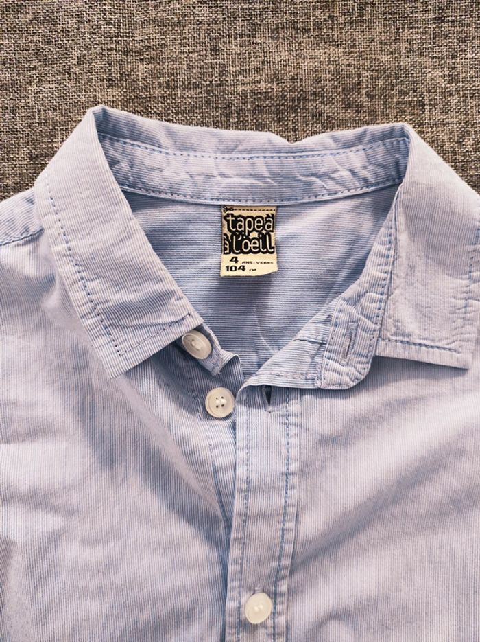 Chemise TAO 4 ans rayures fines bleu 👔 - photo numéro 2