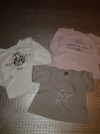 Lot de 3 T-shirts manches longues Tape à l'oeil 3 mois (1 neuf)