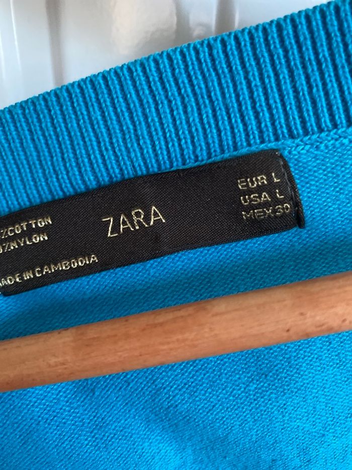 Pull Zara turquoise taille L - photo numéro 2