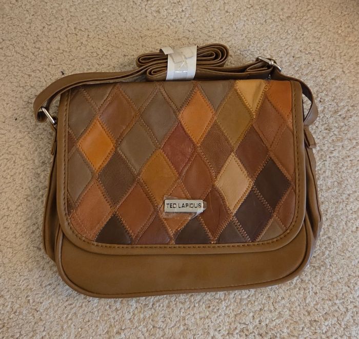 Sac bandoulière Ted Lapidus vintage patchwork cuir véritable – Neuf – Pièce rare - photo numéro 6