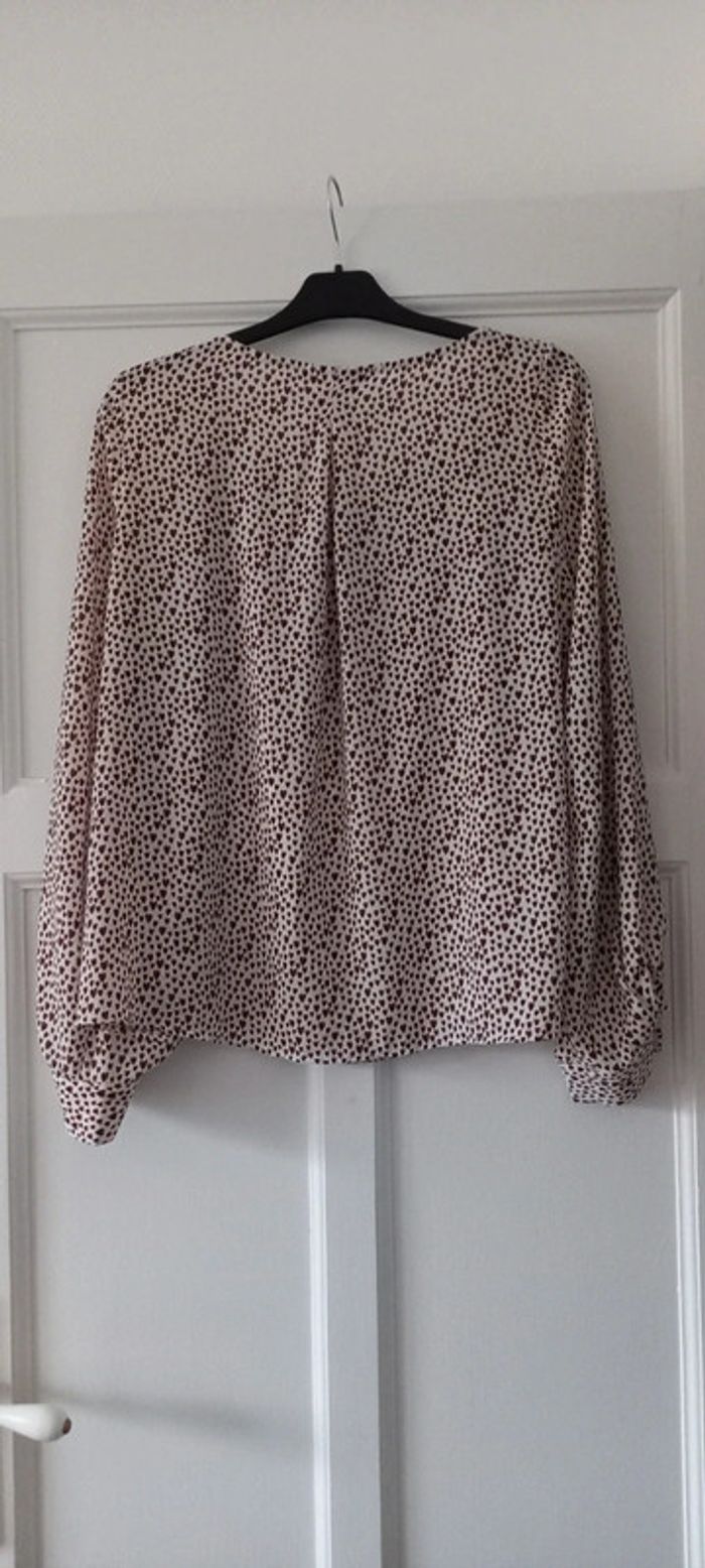 Blouse manches longues motif cœurs marron et blanc La fée maraboutée 42 - photo numéro 2