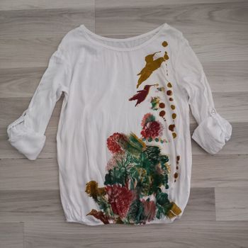 Chemisier blanc imprimé à manches 3/4 taille S