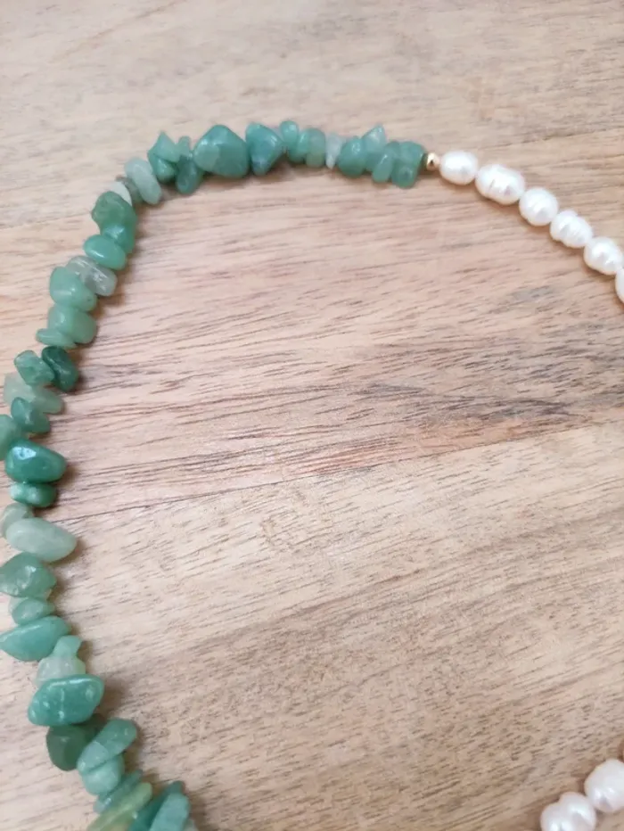 🌱 collier acier et pierre semi précieuse Aventurine 💋 - photo numéro 3