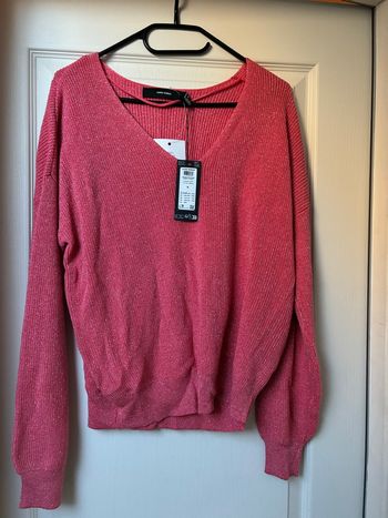 Pull rose lurex argenté