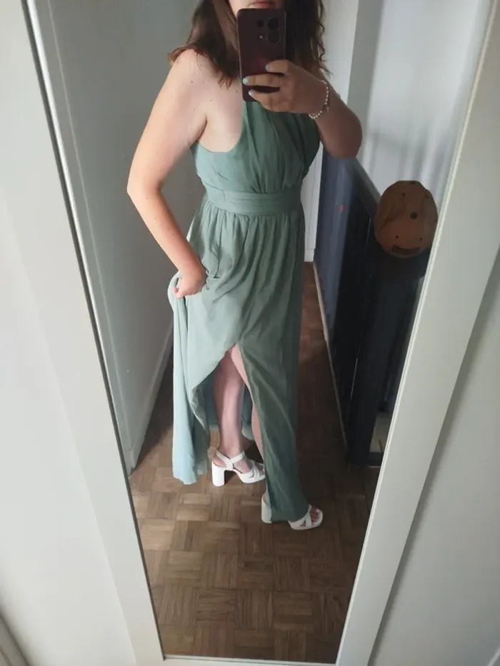 Robe longue femme vert d'eau - photo numéro 2