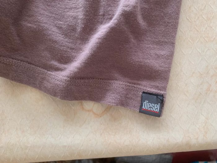 Lot de 2 tshirts brun taupe marron homme taille large diesel col v - photo numéro 9