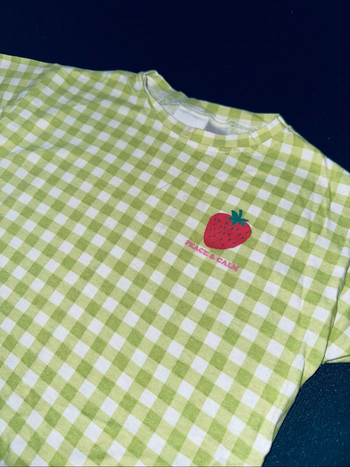 T-shirt Zara à carreaux vert - 92 CM - photo numéro 2