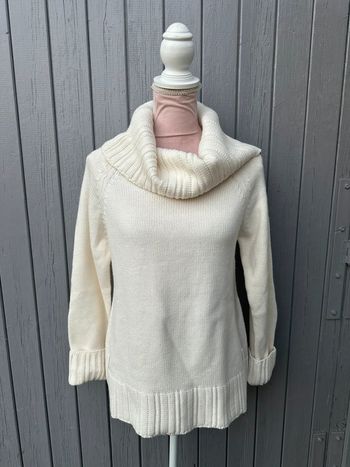 Pull crème manches longues chaud hiver col roulé