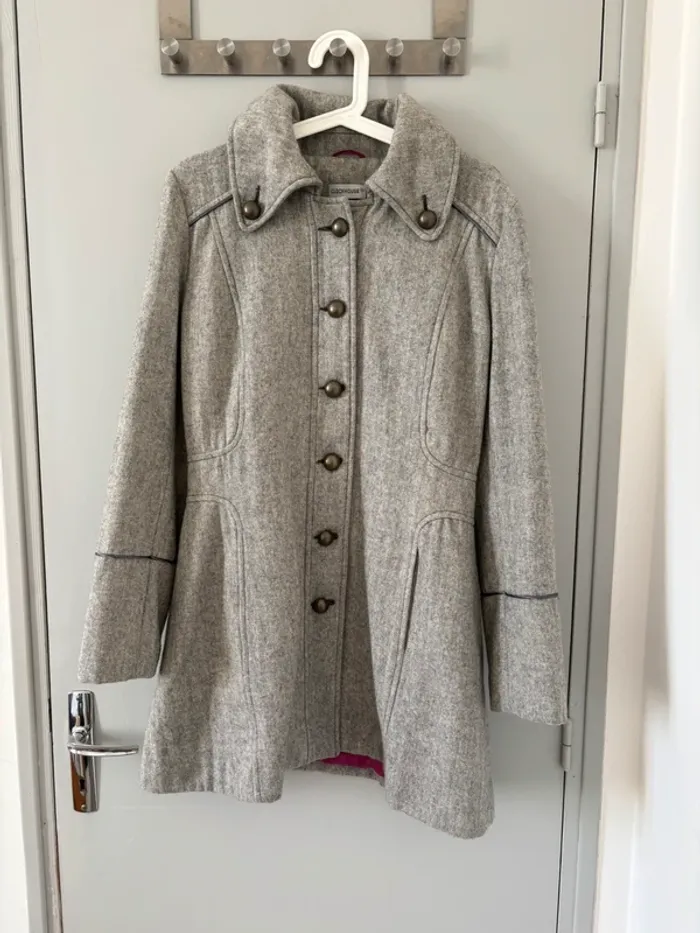 Manteau en laine gris boutonné - photo numéro 5