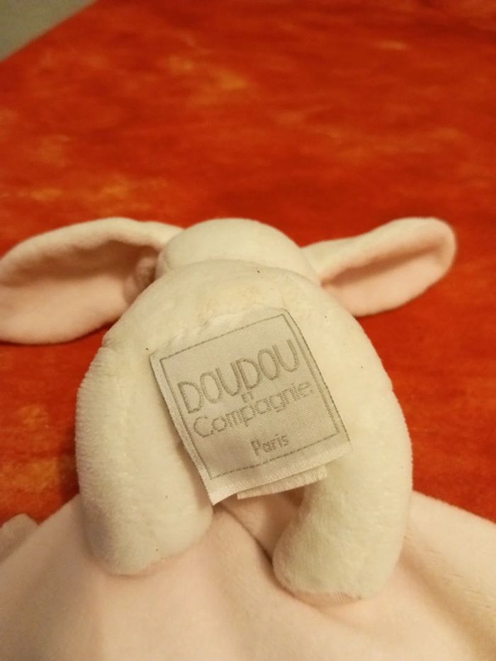 Doudou lapin mouchoir blanc et rose - photo numéro 7
