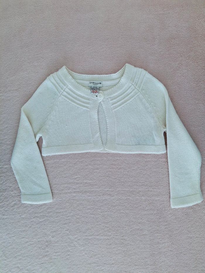 Gilet court boléro Cyrillus 3 ans crème