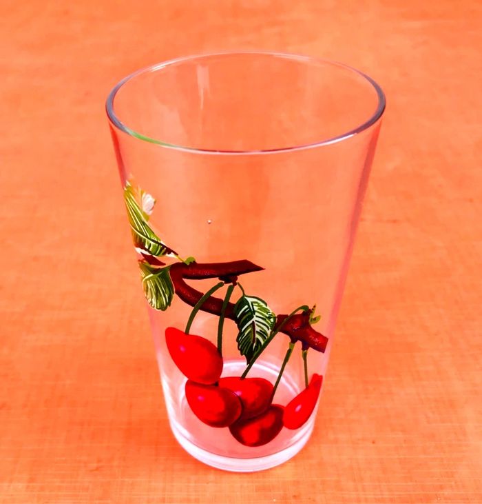 2 Verres décorés Poire / Cerise Reims France - photo numéro 4