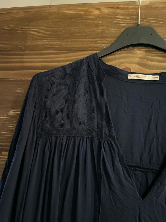 Blouse tunique longue bleu marine - photo numéro 2