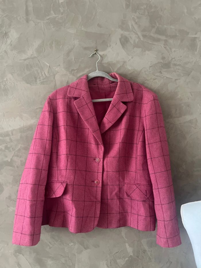 Blazer rose à carreaux