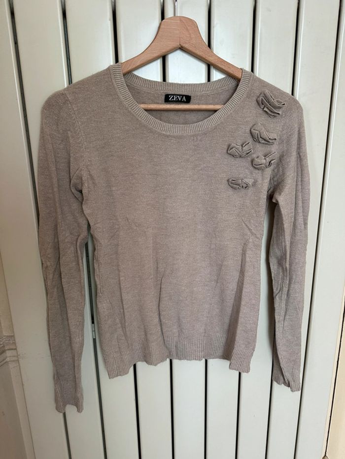 Pull beige à noeuds taille S