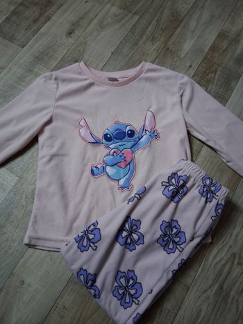 Pyjama fille en velours rose clair stitch 5-6 ans